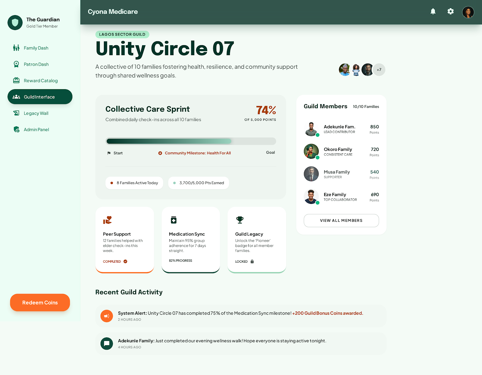 Care Guide Interface